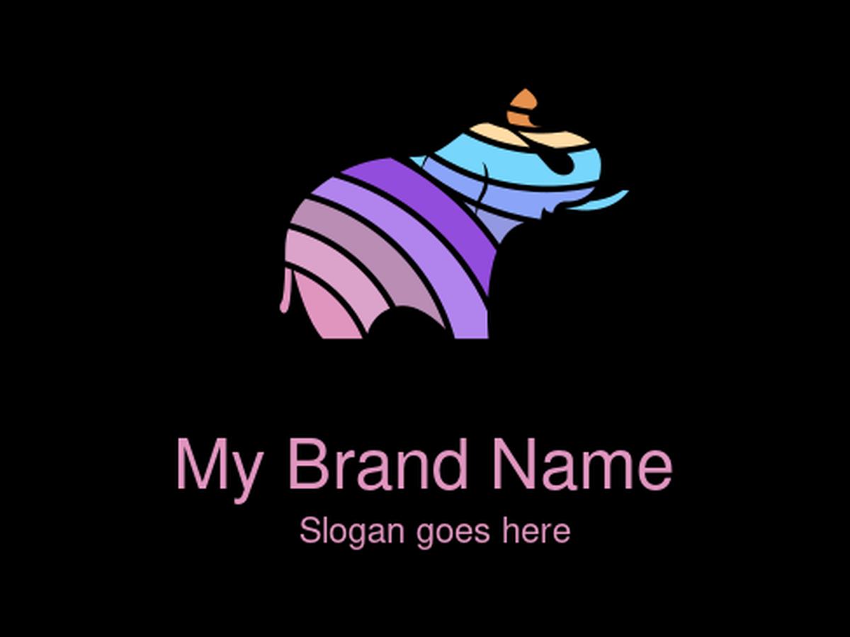 Vibrant Gradient Multicolor Elephant Logo Design for Wildlife and Cultural Brands